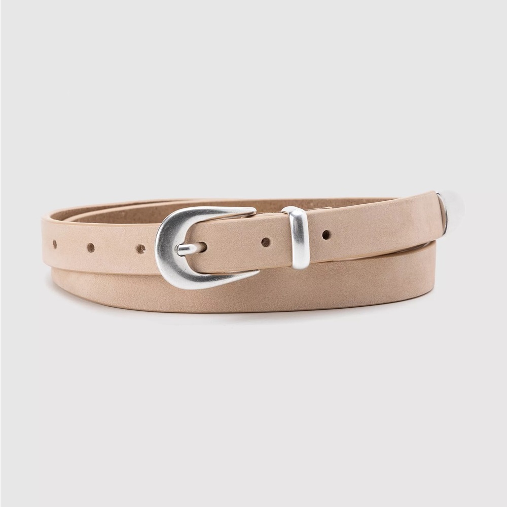 Levi's Beige Pink Sand Leather Belt with Silver Buckle